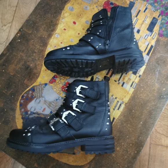 Leather Studded Boots Womens 37 l'intervalle - Picture 3 of 5